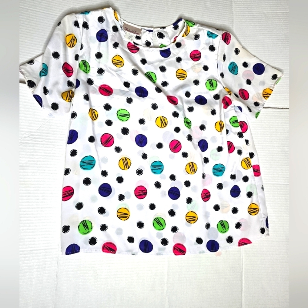 VTG Penbrooke Lane Abstract Colorful Blouse With Shoulder Pads